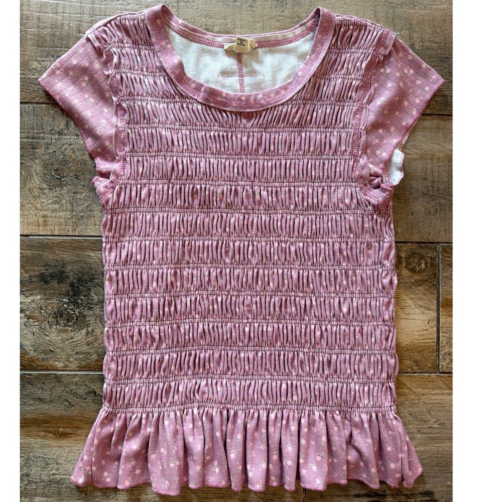 POL Floral Mauve Smocked Tee Shirt Size S